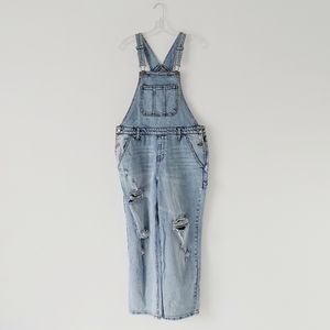 Love, Fire Distressed Denim Jean Overalls M
